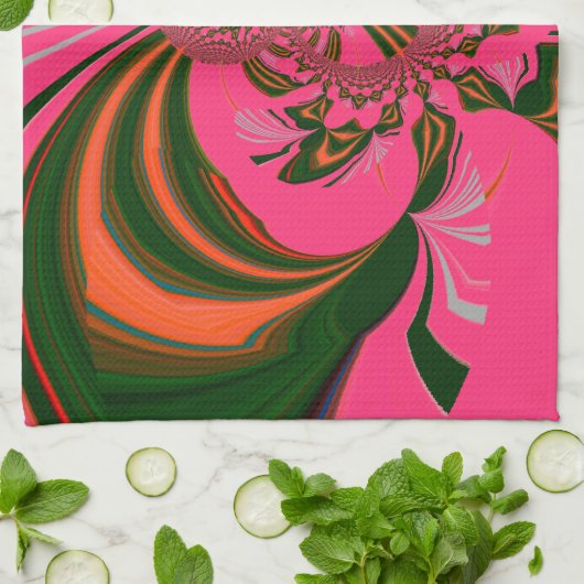 Heiß rosa, goldgrün handtuch (Gefaltet)