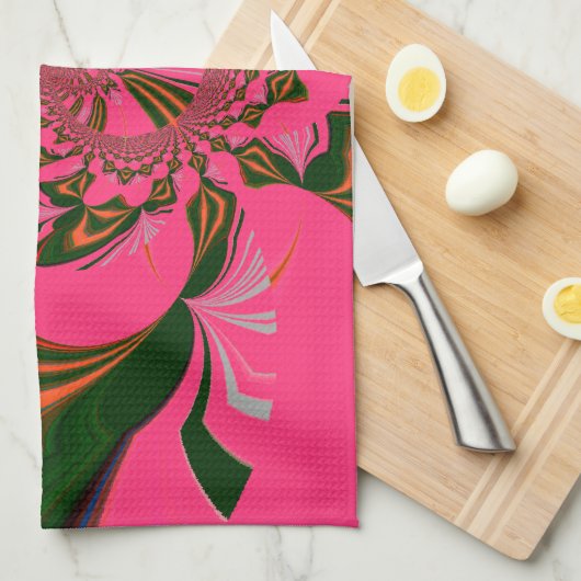 Heiß rosa, goldgrün handtuch (Viertel Falte)