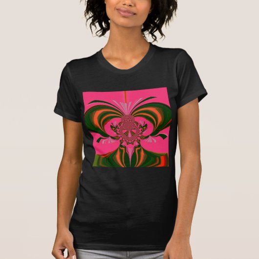 Heiß rosa, goldgrün T-Shirt (Vorderseite)