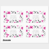 Heiß rosa, graue Blume mit fünf Petalen Rechteckiger Aufkleber (Blatt)