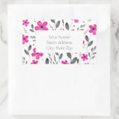 Heiß rosa, graue Blume mit fünf Petalen Rechteckiger Aufkleber (Tasche)