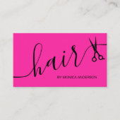 Heiß Rosa Haar Script Stylist Schere Personalisier Visitenkarte (Vorderseite)