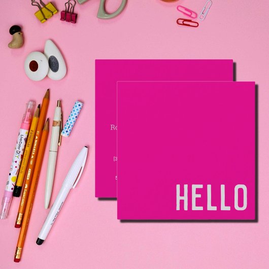 heiß rosa: HELLO Square Business Card Quadratische Visitenkarte