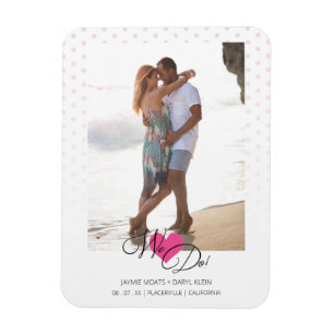 Heiß rosa Herz machen wir Polka Dots Foto Hochzeit Magnet
