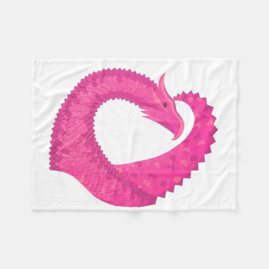 Heiß rosa Herzdrache in Weiß Fleecedecke (Vorderseite (Horizontal))