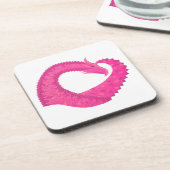 Heiß rosa Herzdrache in Weiß Getränkeuntersetzer (Linke Seite)