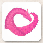Heiß rosa Herzdrache in Weiß Getränkeuntersetzer (Vorderseite)