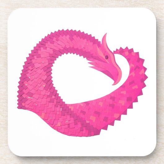 Heiß rosa Herzdrache in Weiß Getränkeuntersetzer (Vorderseite)