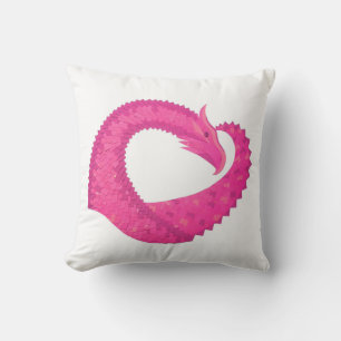 Heiß rosa Herzdrache in Weiß Kissen