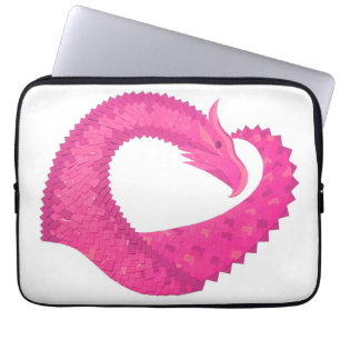 Heiß rosa Herzdrache in Weiß Laptopschutzhülle