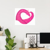 Heiß rosa Herzdrache in Weiß Poster (Heimbüro)