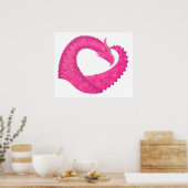 Heiß rosa Herzdrache in Weiß Poster (Küche)