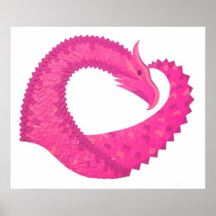 Heiß rosa Herzdrache in Weiß Poster