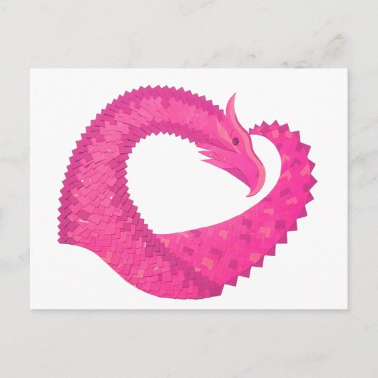 Heiß rosa Herzdrache in Weiß Postkarte (Vorderseite)