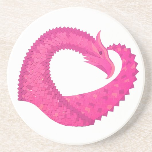 Heiß rosa Herzdrache in Weiß Sandstein Untersetzer (Vorne)