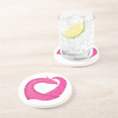 Heiß rosa Herzdrache in Weiß Sandstein Untersetzer (Seite)