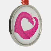 Heiß rosa Herzdrache in Weiß Silbernes Ornament (Rechts)