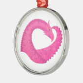 Heiß rosa Herzdrache in Weiß Silbernes Ornament (Links)
