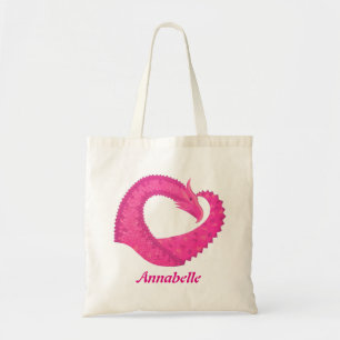 Heiß rosa Herzdrache in Weiß Tragetasche