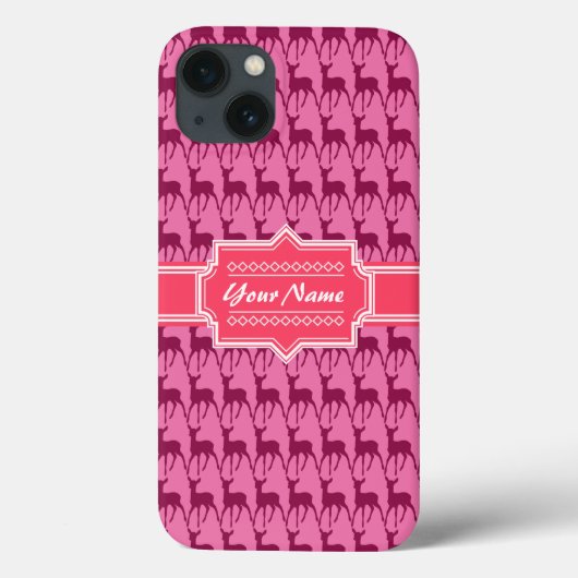 Heiß rosa Hirsche, Personalisierter Name Case-Mate iPhone Hülle (Rückseite)