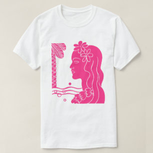 Heiß Rosa Hula Mädchen Kopf T-Shirt