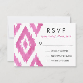 Heiß Rosa Ikat RSVP Karte