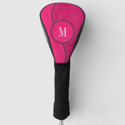 Heiß rosa Imitate Lederalligator Hautchophon Monog Golf Headcover (Vorderseite)
