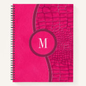 Heiß rosa Imitate Lederalligator Hautchophon Monog Notizblock (Vorderseite)