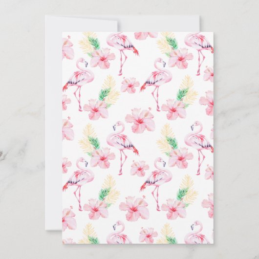 Heiß rosa jedes Zeitalter Flamingo Let's Flamingle Einladung (Rückseite)