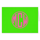 Heiß rosa Kalkgrüne Preppy Circle Monogram DIY BG (Vorderseite (Horizontal))