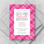 Heiß rosa Karierte Mädchen zum Geburtstag Einladung