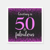 Heiß rosa Konfetti schwarz Brauch 50 und fabelhaft Serviette (Vorderseite)