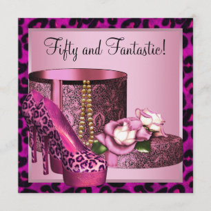 Heiß rosa Leopard 50. Geburtstagsparty Einladung