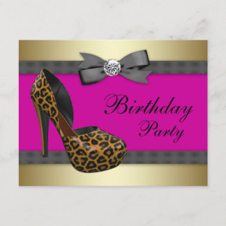 Heiß rosa Leopard Heilige Hefe Geburtstag Einladung