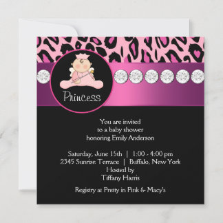 Heiß rosa Leopard Prinzessin Mädchen Baby Shower Einladung