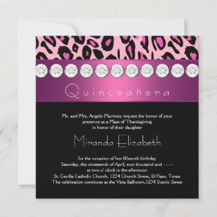 Heiß Rosa Leopard Quinceanera Einladung
