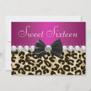 Heiß rosa Leopard Sweet Sixteen Einladung