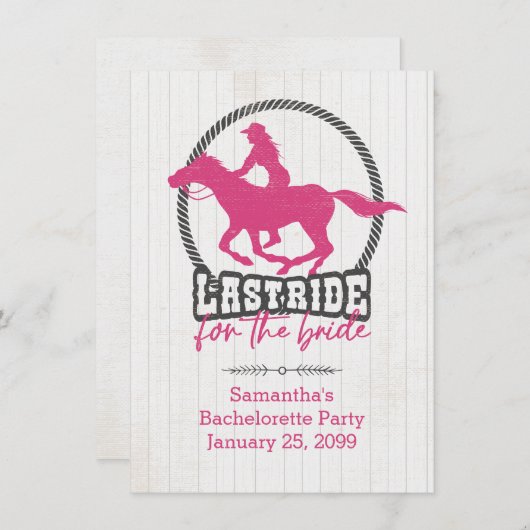 Heiß rosa letzte Reise für die Einladung der Braut (Vorne/Hinten)