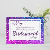 Heiß rosa / Lila Glam werden Sie meine Brautjungfr Einladung (Stehend Vorderseite)