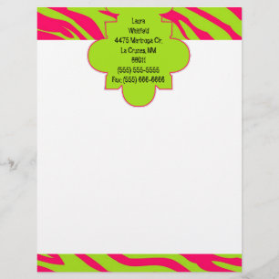 Heiß Rosa Limette Zebramuster Briefkopf Papierware