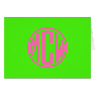 Heiß Rosa, Limettengrün, Vornehm Kreis Monogramm D