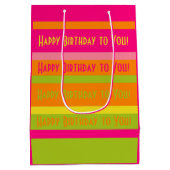 Heiß rosa, Limon, orange und gelb glücklich Geburt Mittlere Geschenktüte (Rückseite)