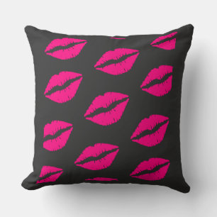 Heiß rosa Lippen Muster Grafik Kissen