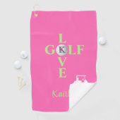 Heiß rosa Love Golf Monogramm Name Golfhandtuch (Insitu)