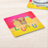 Heiß Rosa Luau Rechteckiger Pappuntersetzer (angewinkelt)