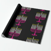 heiß rosa menorah hanukkah purim geschenkpapier (Ungerollt)