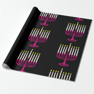 heiß rosa menorah hanukkah purim geschenkpapier
