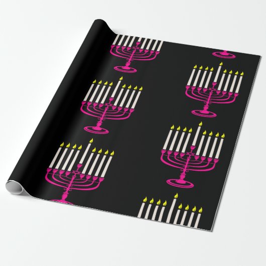 heiß rosa menorah hanukkah purim geschenkpapier (Ungerollt)