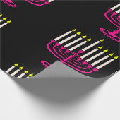 heiß rosa menorah hanukkah purim geschenkpapier (Ecke)