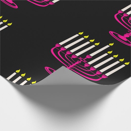 heiß rosa menorah hanukkah purim geschenkpapier (Ecke)